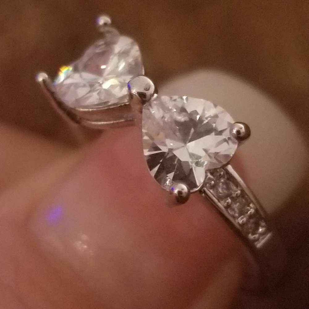 Sterling Silver Hearts Bow Ring Sizes 6 7 and 8
